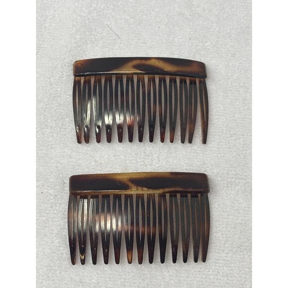 Vintage France 80s 90s French Side Hair Comb Clip Plastic Claw Retro Lot Of 2 - Picture 1 of 5